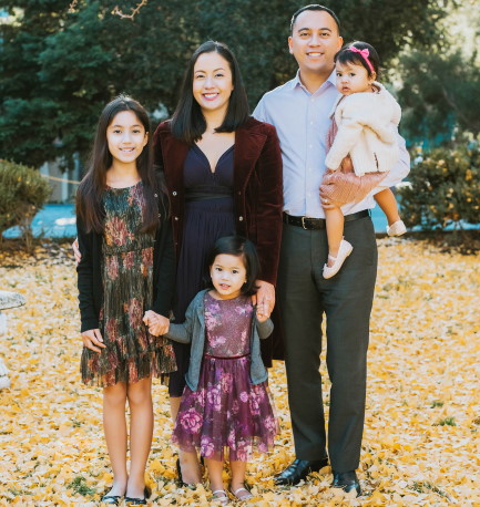 Family picture of Doctor Francine Abad, Her Husband, and three kids